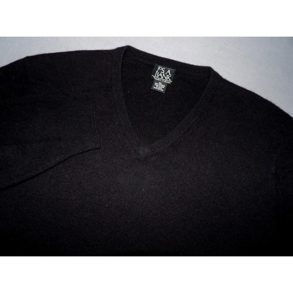 Jos. A. Bank Traveler's 100% Cashmere‎ Black V-Neck Sweater Men's XL